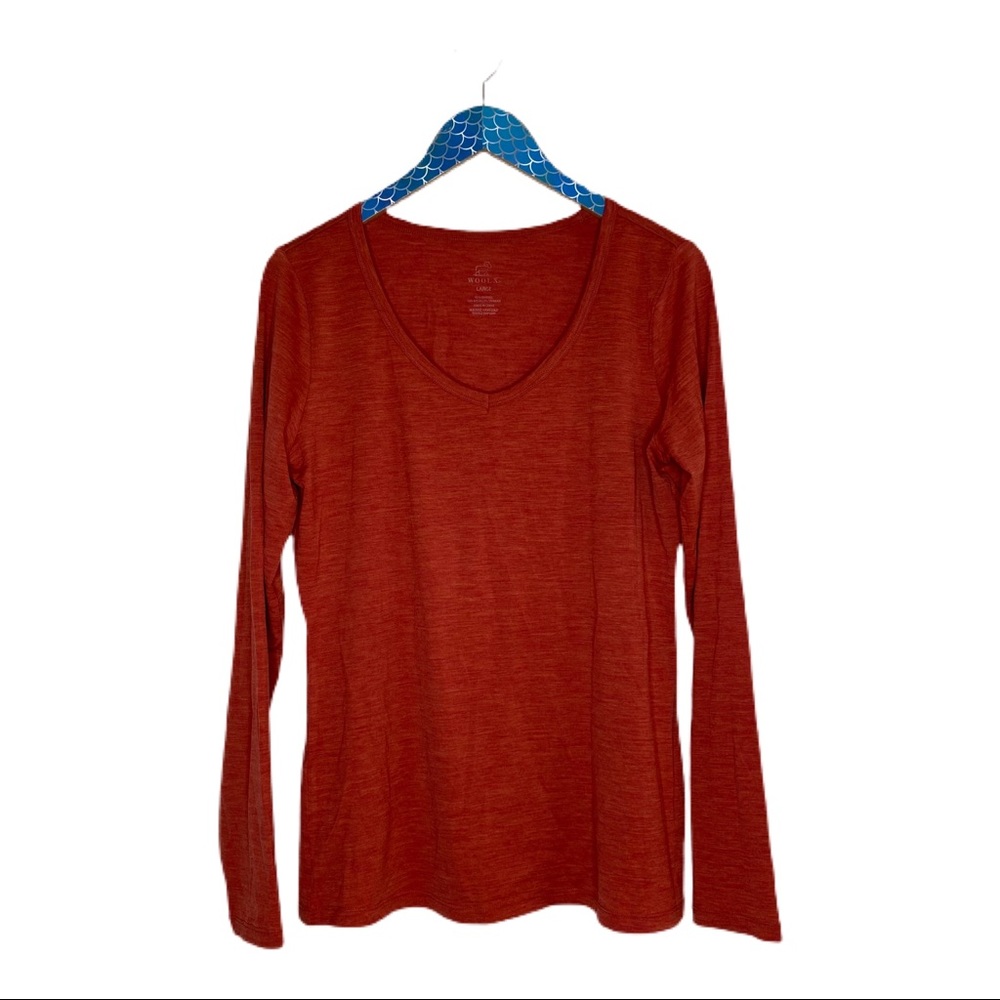 WoolX V-Neck Orange Merino Blend Long Sleeve